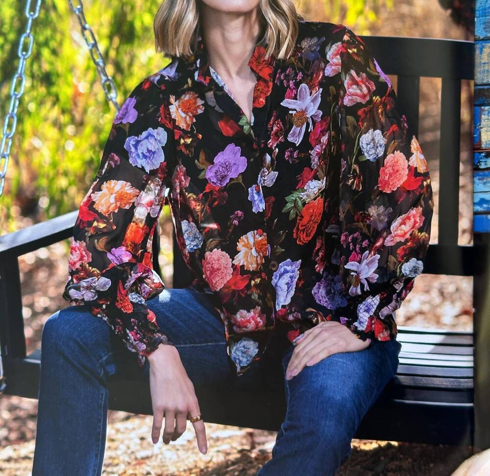 NEW TOLANI jaylani blossom top in black
